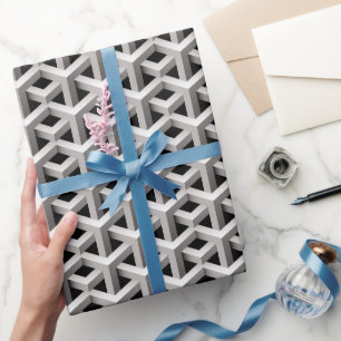 chic för optisk illusion, svart och vit geometri presentpapper