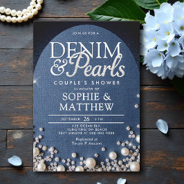 Chic för par av Denim Diamonds Pearls Arch Coed Inbjudningar