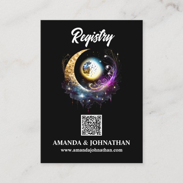 chic för QR-kodregister för svart magenta i Måne-s Tilläggskort (Framsida)