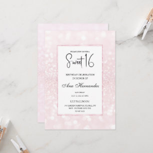 chic för rosa glitter elegant, Sverige 16 Inbjudningar