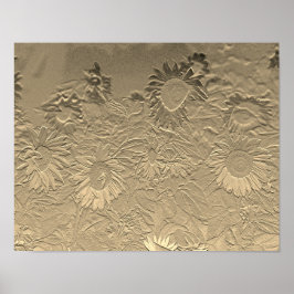 Chic för solrossolens Blommigt, Guld Poster