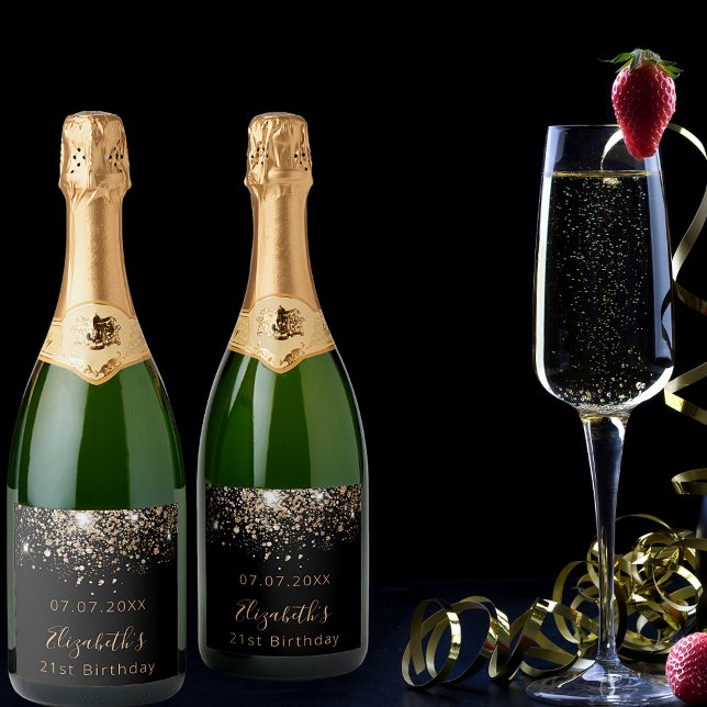 Chic för svart guld glitter-monogram (Skapare uppladdad)