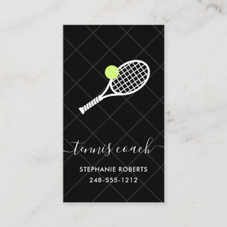 Chic för tennis Coach Instructor Modern Elegant Visitkort