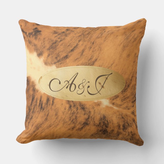 Chic för tryck för päls MonogramTexas för lång Kudde (Framsida)