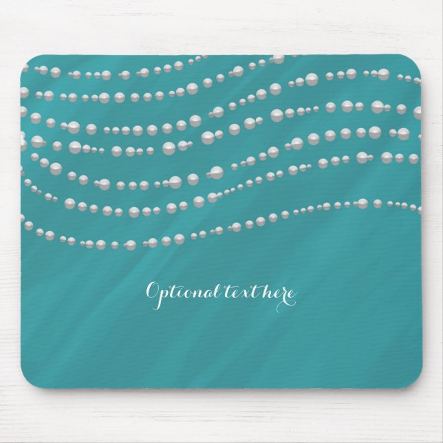 Chic för turkos Blue & Pearls Elegant Glamor Musmatta (Framsidan)