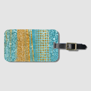 Chic för Turquise Guld Glitter Elegant Bagagebricka