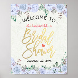 Chic för välkomstsignal för möhippa, Guld Blommigt Poster