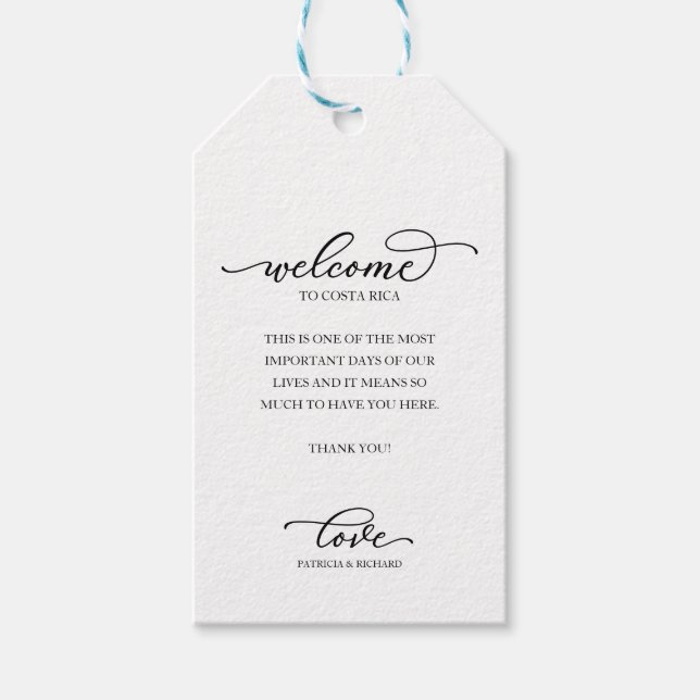 Chic för välkomstskript för målbröllop, välkomstsk presentetikett (Framsidan)