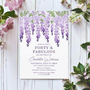 Chic för vattenfärgen Wisteria 40 & Fabulous-Blomm Inbjudningar