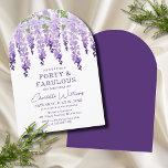 Chic för vattenfärgen Wisteria 40 & Fabulous-Blomm Inbjudningar<br><div class="desc">Watercolor Wisteria 40 & Fabulous Blommigt Chic har vattenfärgsblommor i mjuk lavender och lila med grönt löv på vit bakgrund med din 40-årsinbjudan nedan. Anpassa genom att redigera texten i textrutorna. Designad för dig ©2024 Evco Studio www.zazzle.com/store/evcostudio</div>