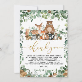 Chic Forest Greenery Woodland Animals Baby Shower Tack Kort