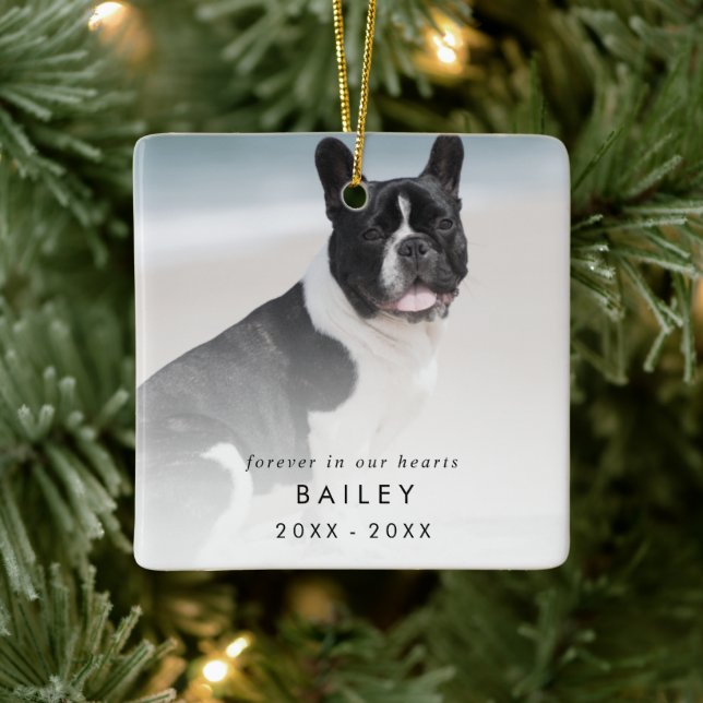 Chic Forever i våra hjärtan Foto Hund Minnesmärke Julgransprydnad Keramik (Träd)