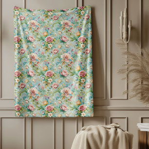 Chic Förfinad Rococo-Blommigt Mjuk pastellElegant Fleecefilt