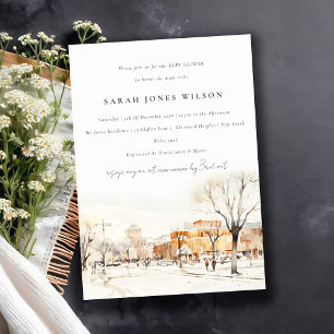 Chic Forgo North Dakota City Scape Baby Shower Inbjudningar