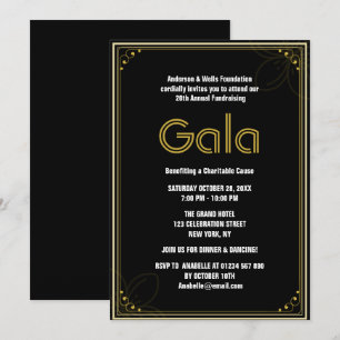 Chic Formal Corporate Gala Boll Party Fundraiser Inbjudningar