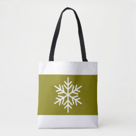 Chic Formellt Golden Olive White Rand Snowflake Tygkasse