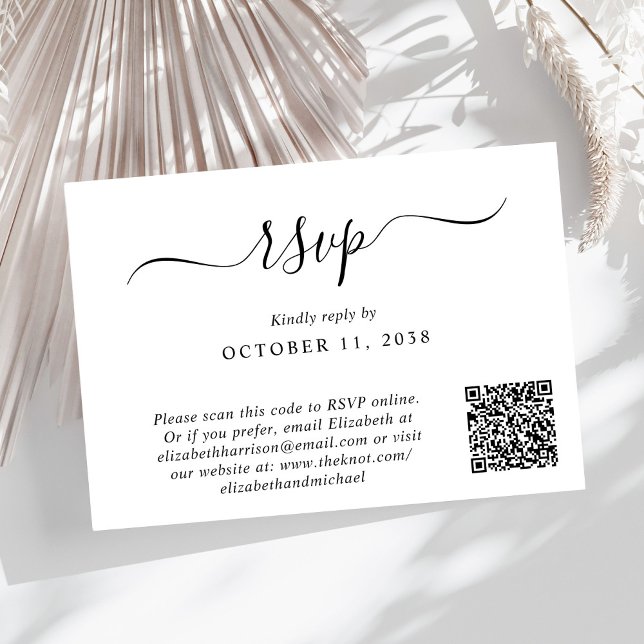 Chic Foto QR-kod Bröllop OSA Kort (Input your wedding website address to create a QR code for guests to scan to RSVP online)