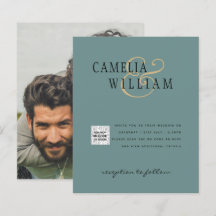 Chic Fotobröllop - bjud in QR-Spara - Grönt för da