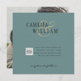 Chic Fotobröllop - bjud in QR-Spara - Grönt för da