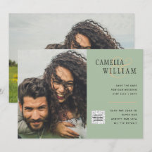 Chic Fotobröllop - bjud in QR-Spara - Grönt för da