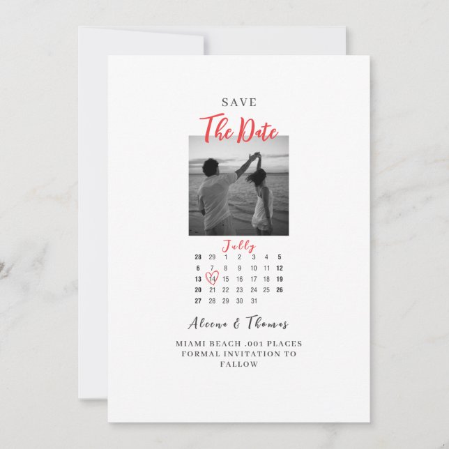chic fotokalender i svart och vitt save the date inbjudningar (Framsida)