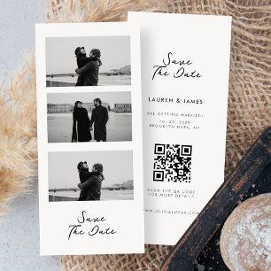 Chic Fotostrippa Bröllop QR-kod Spara datum