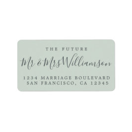 Chic Framtiden för Grönt Bröllop Returadress Adressetikett