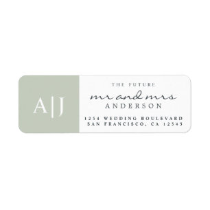 Chic Framtiden för Monogram Bröllop Returadress Etikett