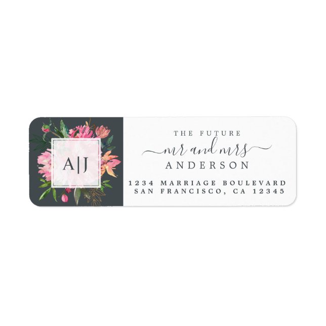 Chic Framtiden Monogram Bröllop Returadress Etikett (Framsidan)