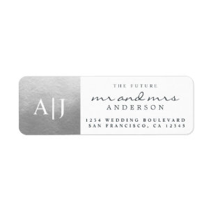 Chic Framtiden Monogram Bröllop Returadress Etikett