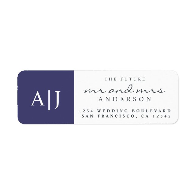 Chic Framtiden Monogram Bröllop Returadress Etikett (Framsidan)