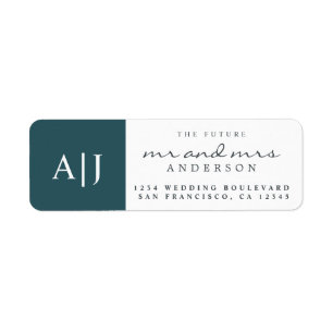 Chic Framtiden Monogram Bröllop Returadress Etikett