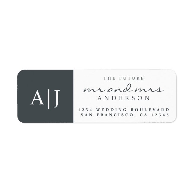 Chic Framtiden Monogram Bröllop Returadress Returadress Etikett (Framsidan)