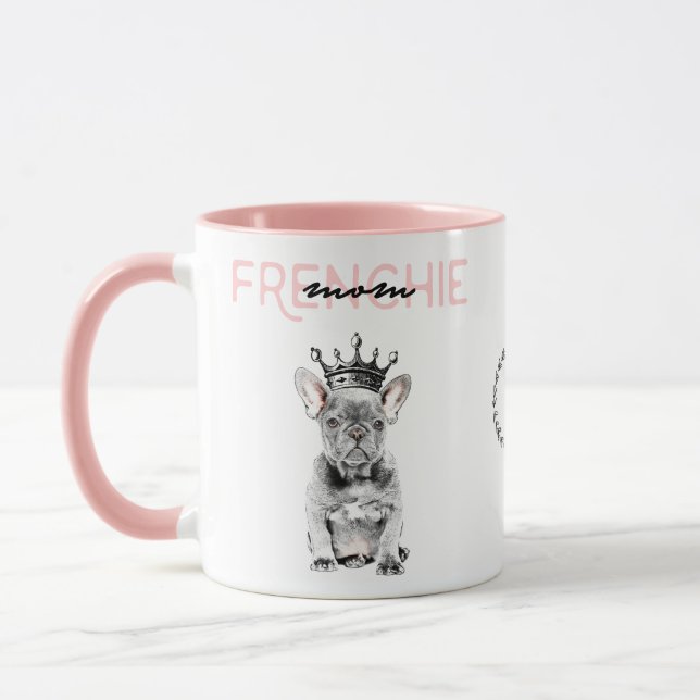 Chic Fransk Bulldog Frenchie Mamma Monogram Mugg (Vänster)