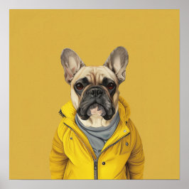 Chic Fransk Bulldog i Gult Jacka Poster
