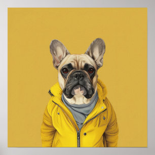 Chic Fransk Bulldog i Gult Jacka Poster