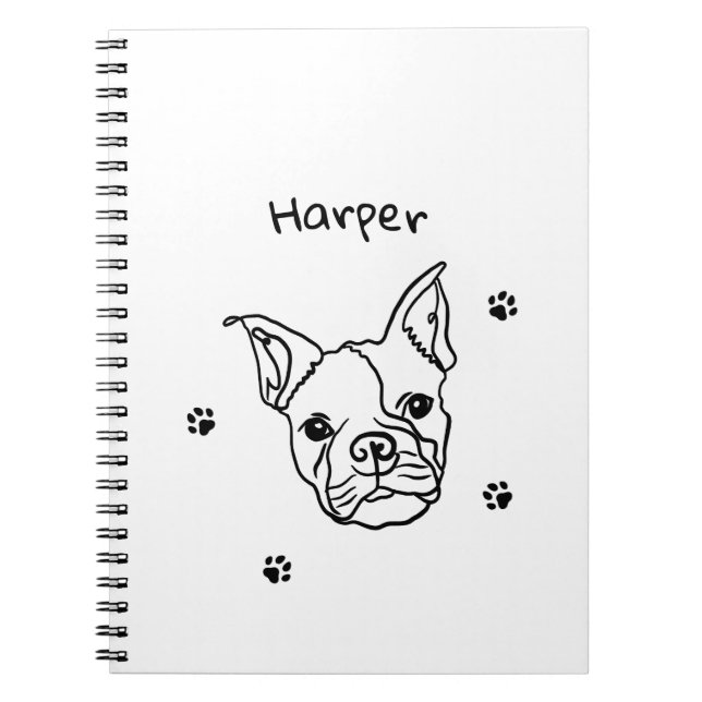 Chic Fransk Bulldog Line Art: Redigera texten Anteckningsbok (Framsidan)