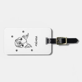 Chic Fransk Bulldog Line Art: Redigera texten Bagagebricka