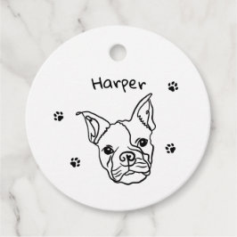 Chic Fransk Bulldog Line Art: Redigera texten Gåvor Etiketter