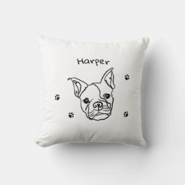 Chic Fransk Bulldog Line Art: Redigera texten Kudde