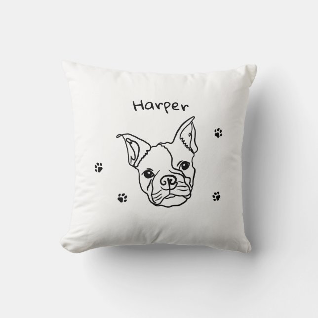 Chic Fransk Bulldog Line Art: Redigera texten Kudde (Framsida)
