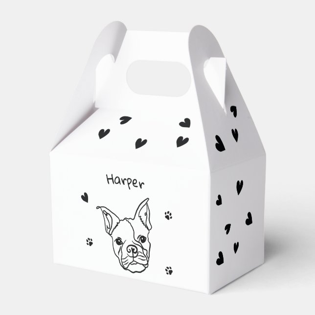 Chic Fransk Bulldog Line Art: Redigera texten Presentaskar (Framsidan Sidan)