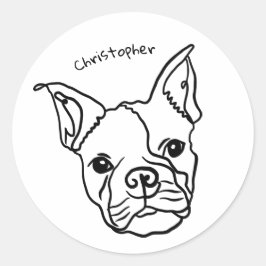 Chic Fransk Bulldog Line Art: Redigera texten Runt Klistermärke