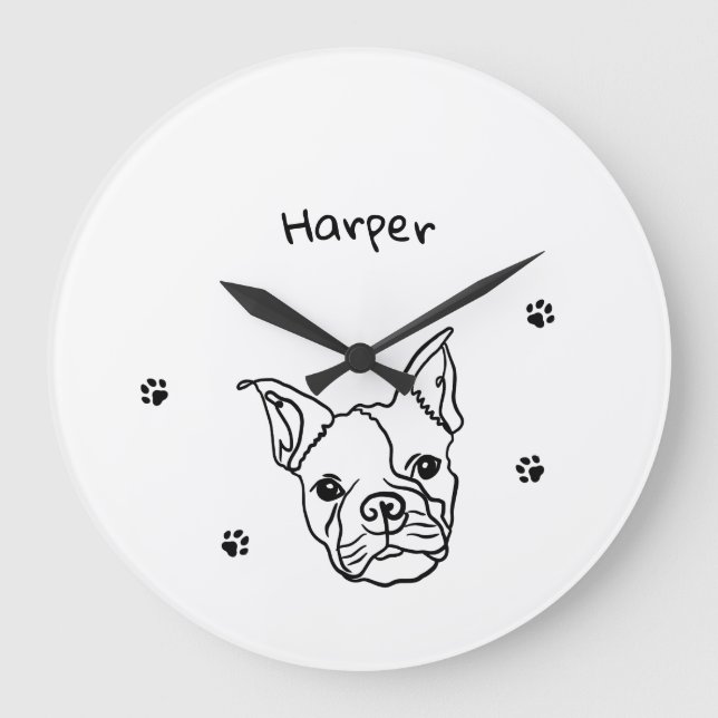 Chic Fransk Bulldog Line Art: Redigera texten Stor Klocka (Framsida)