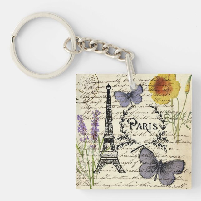 chic fransk Butterfly-skript paris eiffel torn (Framsidan)