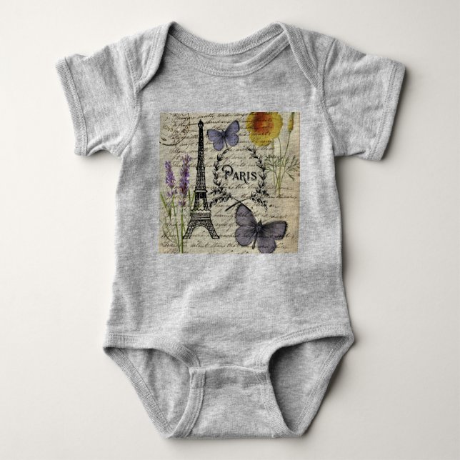 chic fransk Butterfly-skript paris eiffel torn T Shirt (Framsida)