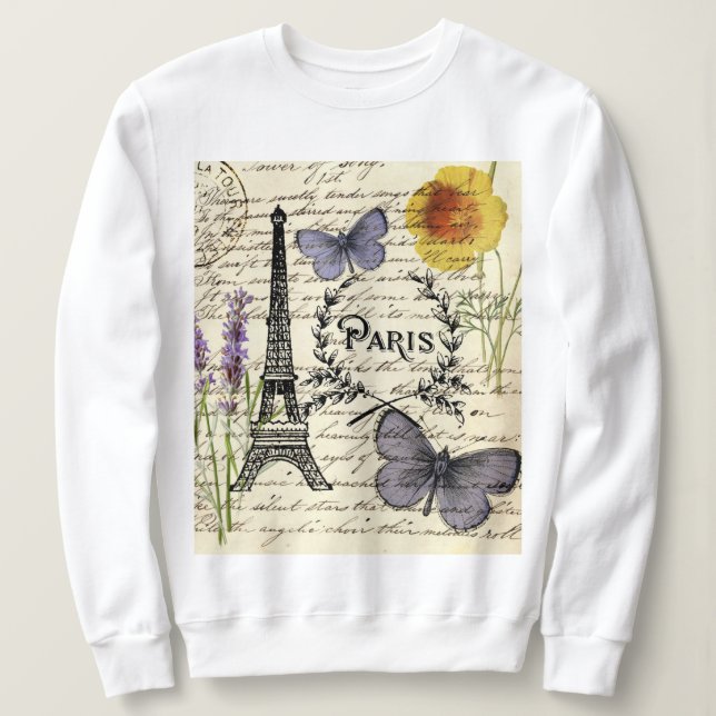 chic fransk Butterfly-skript paris eiffel torn T Shirt (Design framsida)
