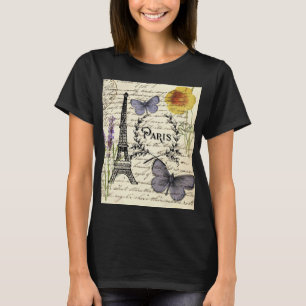 chic fransk Butterfly-skript paris eiffel torn T Shirt