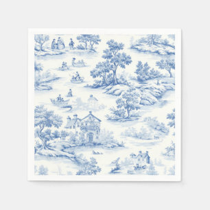Chic Fransk Cottage Stil Blue Toile de Jouy Retro Pappersservett