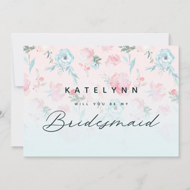Chic Fransk Garden Blommigt Bridesmaid Frieri kort (Framsida)